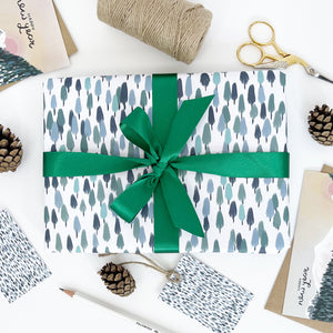 Forest Green Christmas Recyclable Wrapping Paper Set - AQUA Eco Friendly Gift Wrap and Tags