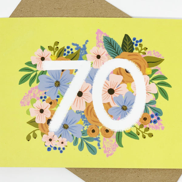 Colourful, Floral 70th Birthday Card
