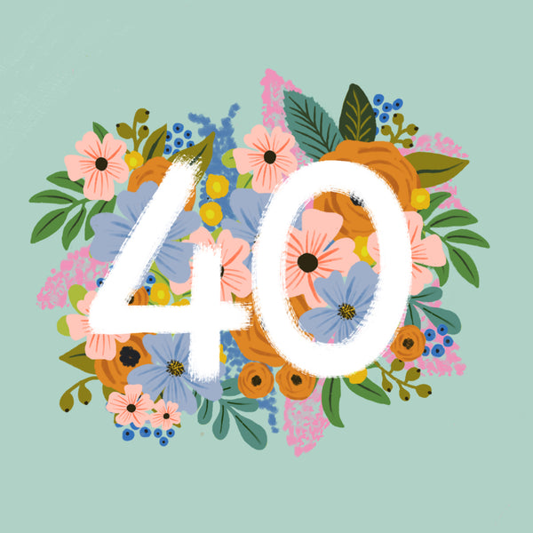 Colourful, Floral 40th Birthday Card