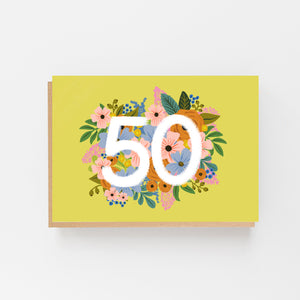 Colourful, Floral 50th Birthday Card