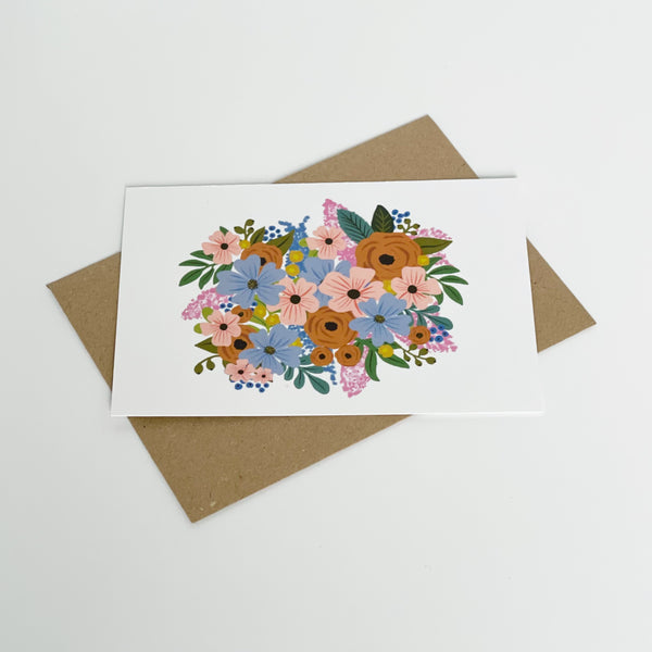 White Flower Colourful Blank Card