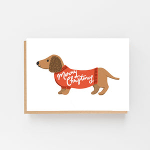 Dachshund Dog Merry Christmas card