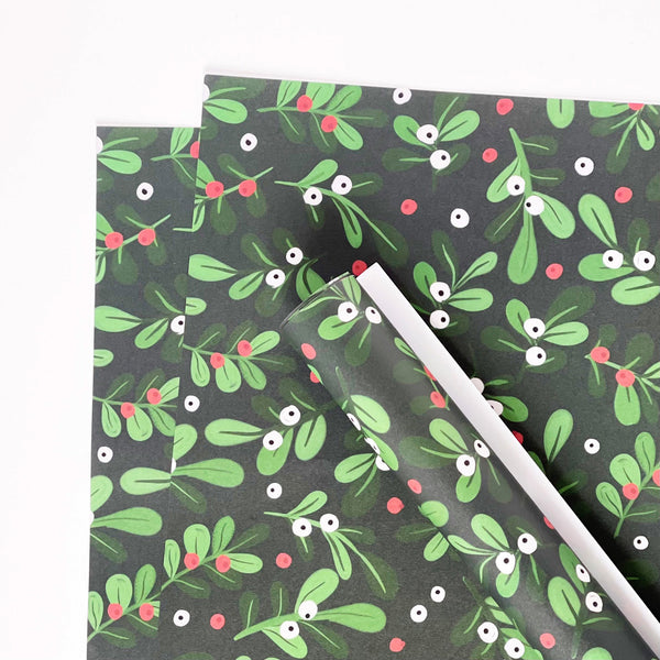 Christmas GREEN Mistletoe Gift Wrap