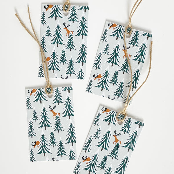 Reindeer & Christmas Tree Gift Tags x 4
