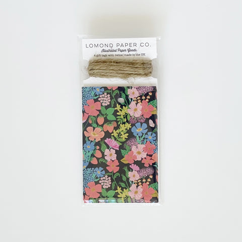 Summer Flowers -  Black Gift Tags x 4