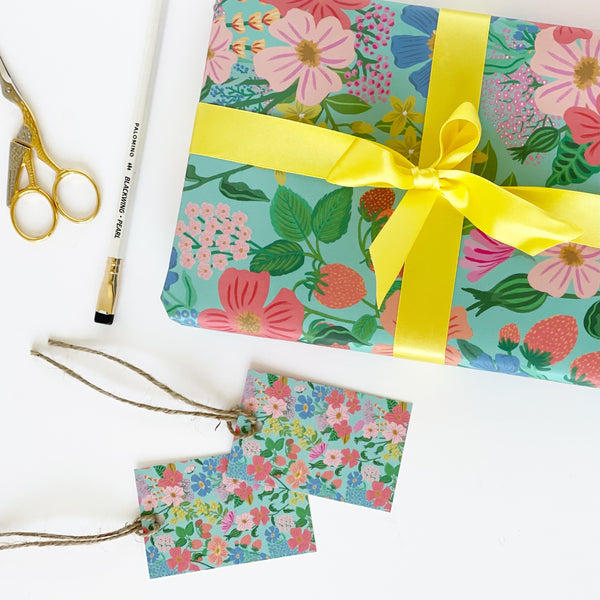 Summer Flowers Green - Eco Friendly Gift Wrap & Tags