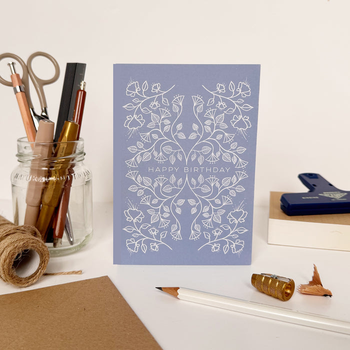 Happy Birthday - Pattern Blue & White