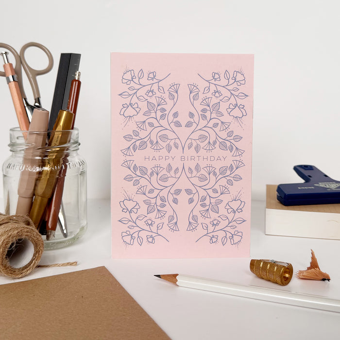 Happy Birthday - Pattern Pink & Blue
