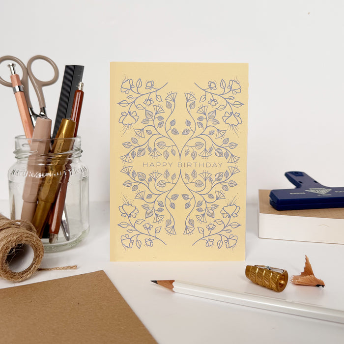 Happy Birthday - Pattern Yellow & Blue