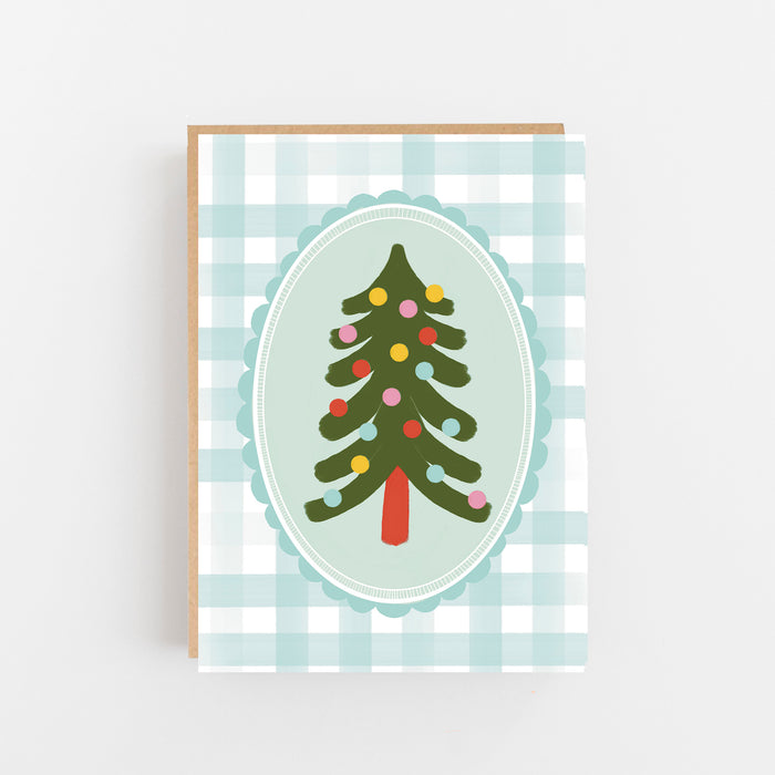Christmas Tree - Cheque Green Greeting Card