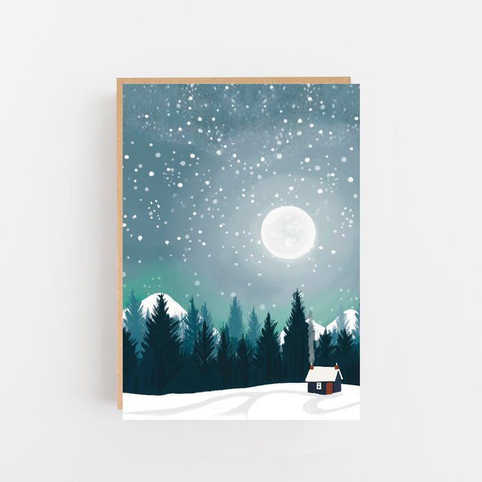 Christmas Moonscape, Mountains Portrait