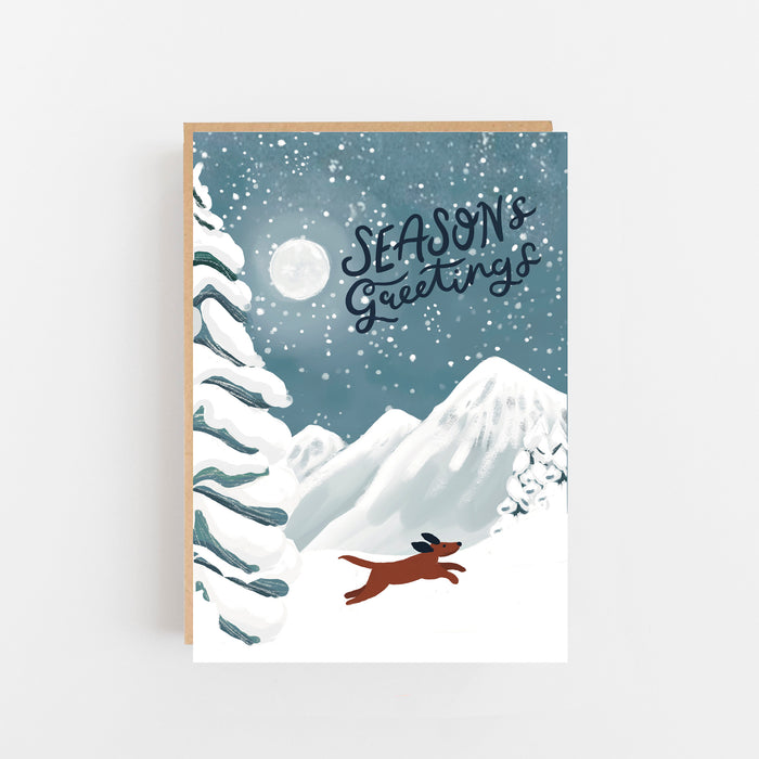 Seasons Greeting's Midnight Moonscape & Dog