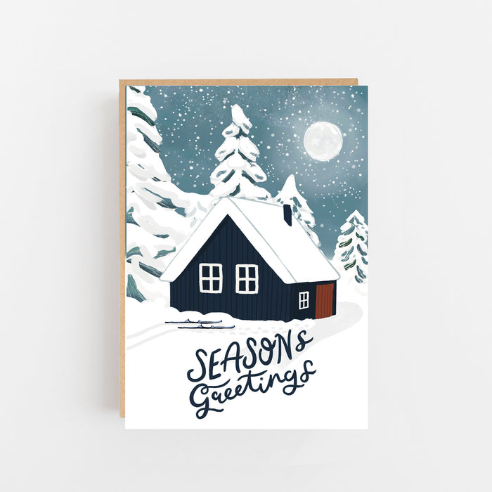 Seasons Greeting's Midnight Moonscape & Hut
