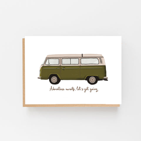 Adventure Awaits - Green VW Campervan
