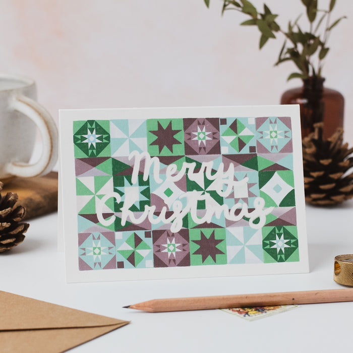 Merry Christmas Festive Pattern Set of 8 Cards