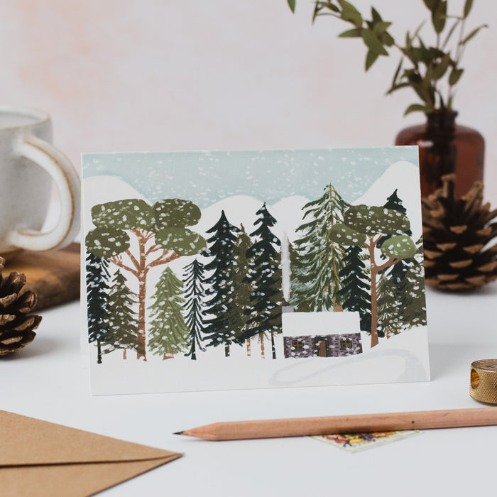 Christmas Card - Flint Bothy in the Snow Landscape