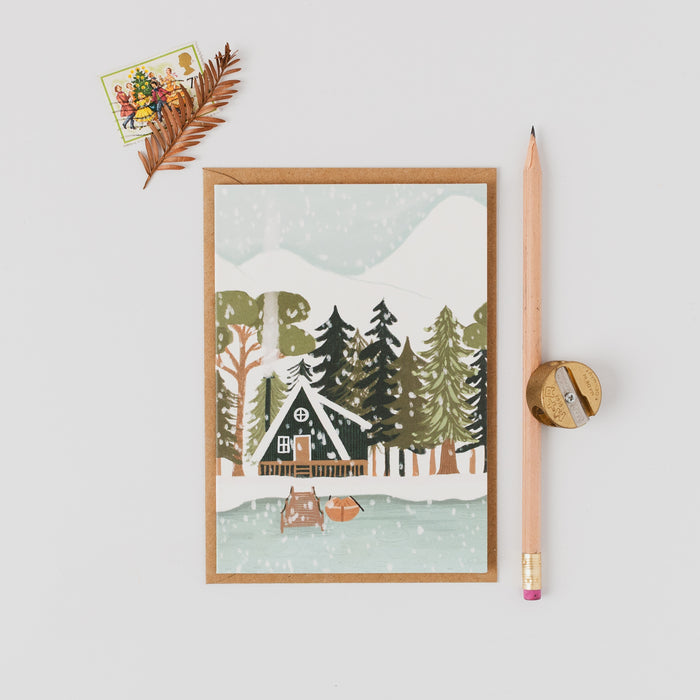 Christmas - Black Triangle House Snowy Mountains Portrait
