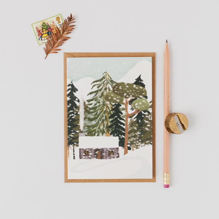 Christmas Card - Flint Bothy in the Snow Portrait