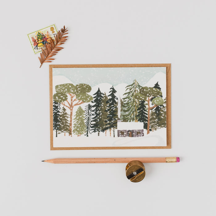 Christmas Card - Flint Bothy in the Snow Landscape