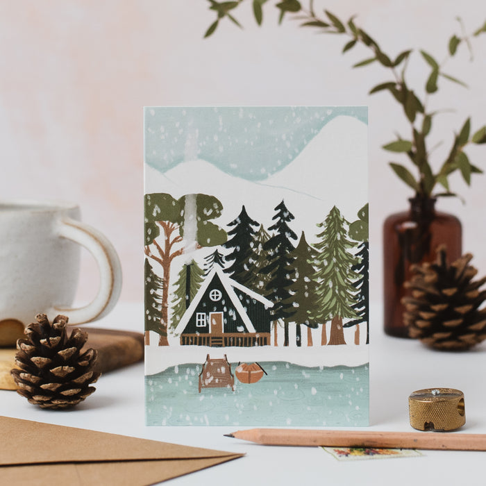 Christmas - Black Triangle House Snowy Mountains Portrait