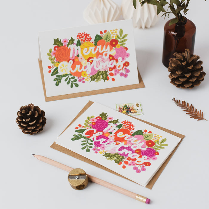 Merry Christmas - Flowers Set of 8 Cards