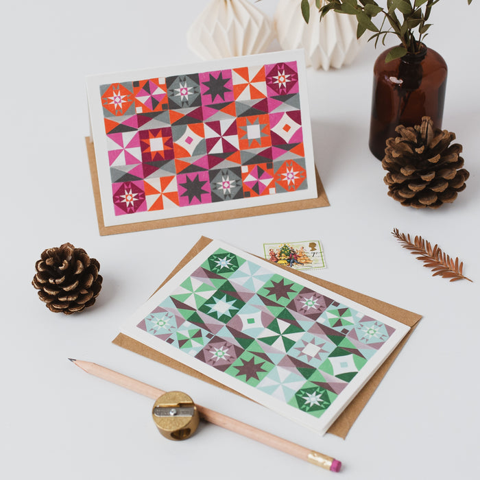 Festive Pattern Christmas Cards set of 8