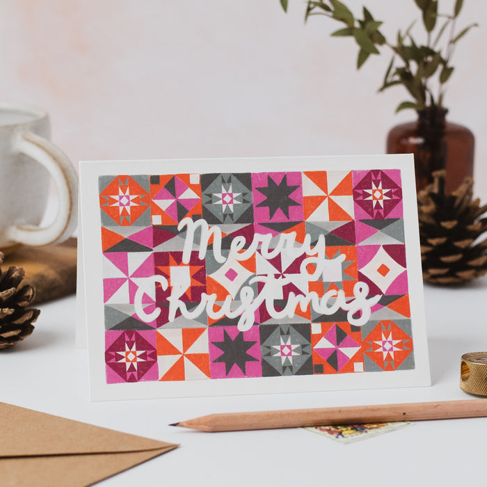 Merry Christmas Festive Pattern Set of 8 Cards
