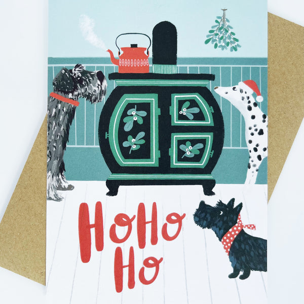 Stove & Dogs - Ho Ho Ho Christmas Card
