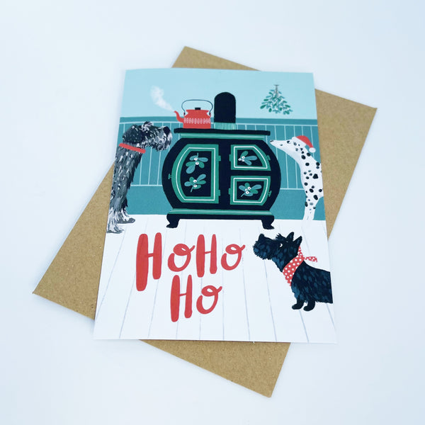 Stove & Dogs - Ho Ho Ho Christmas Card