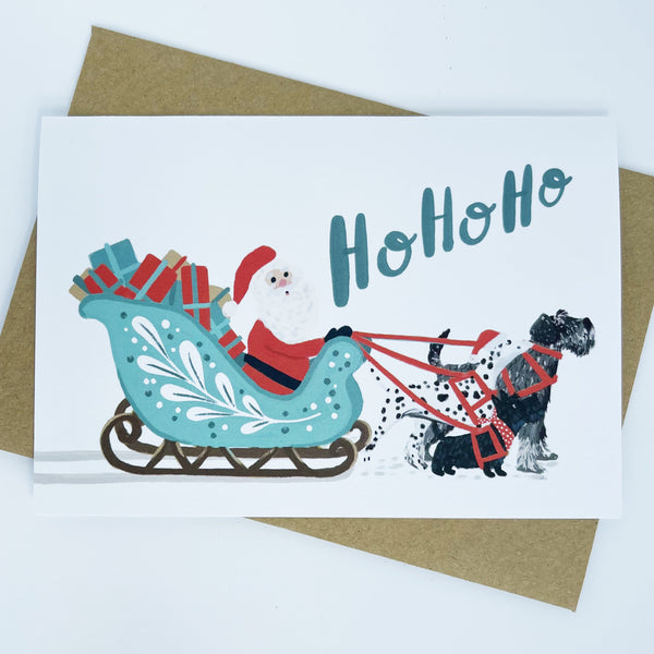 Sleigh & Dogs - Ho Ho Ho Christmas Card