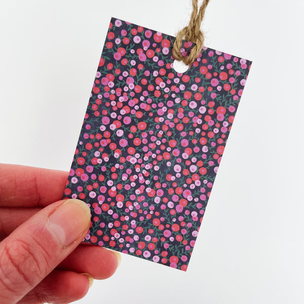 Red & Pink Berries MIDNIGHT Gift Tags x 4