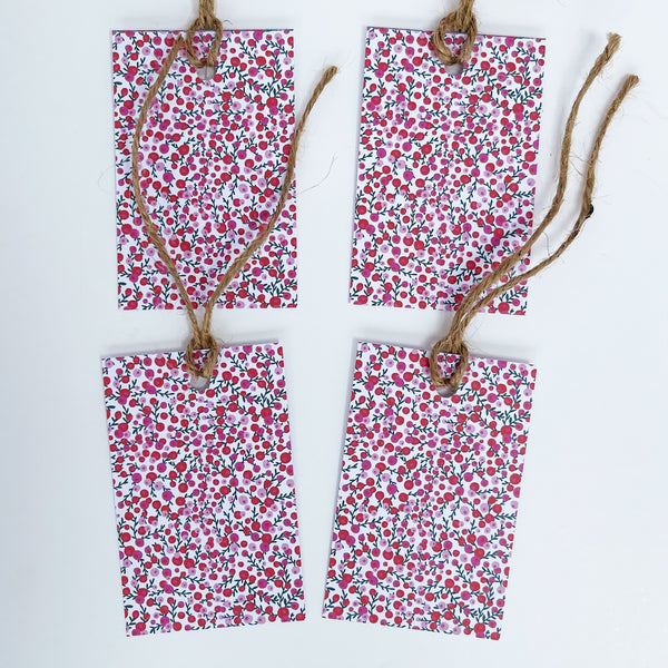 Christmas Red & Pink Berries Recyclable Wrapping Paper Set - WHITE Eco Friendly Gift Wrap and Tags