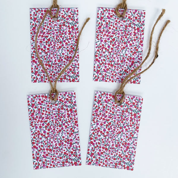 Red & Pink Berries WHITE Gift Tags x 4