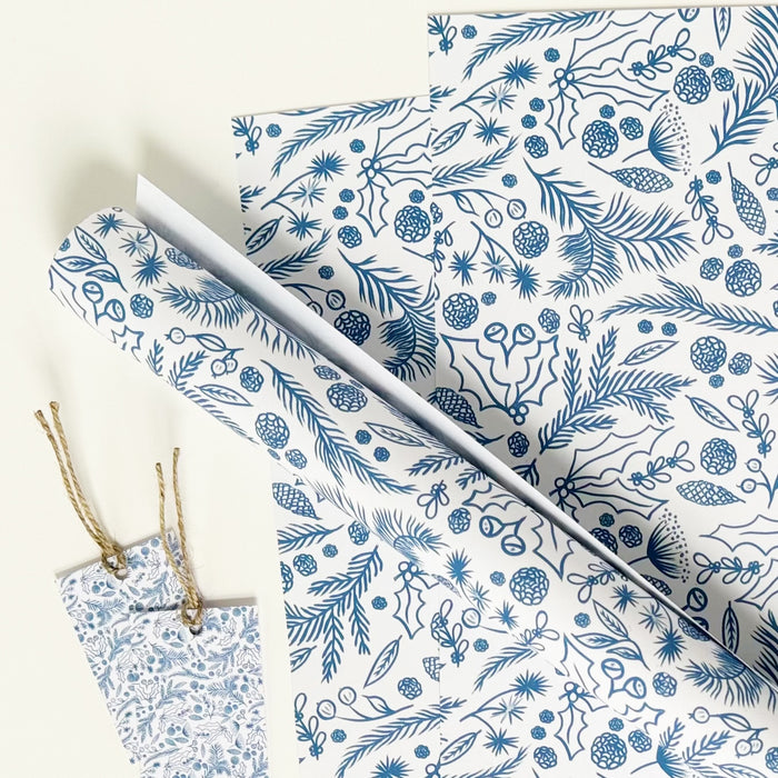 Season's Greetings Blue Gift Wrap