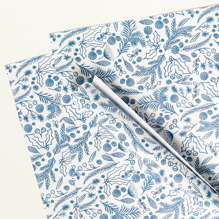 Season's Greetings Blue Gift Wrap