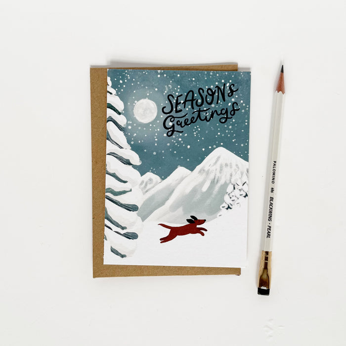 Seasons Greeting's Midnight Moonscape & Dog