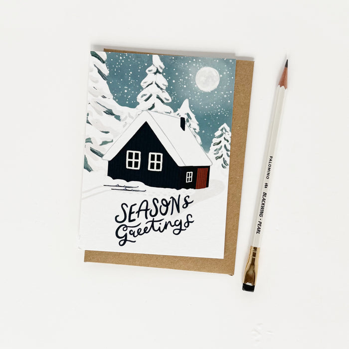 Seasons Greeting's Midnight Moonscape & Hut
