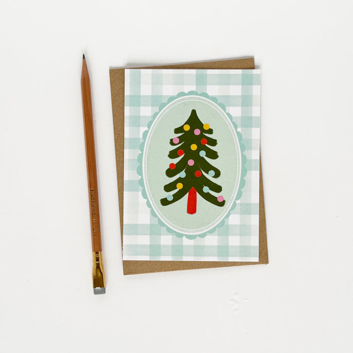 Christmas Tree - Cheque Green Greeting Card
