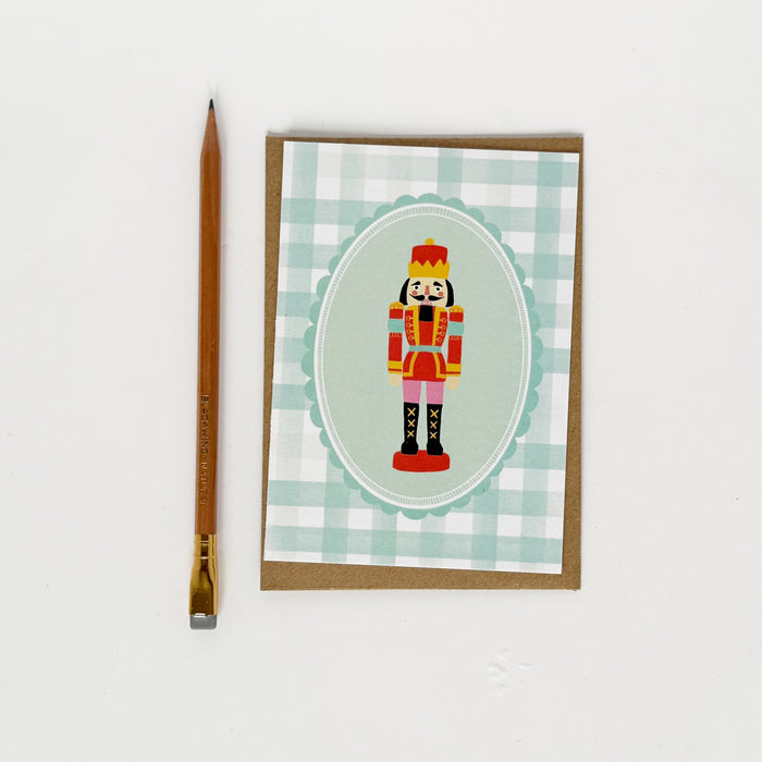 Christmas Soldier - Cheque Green Greeting Card
