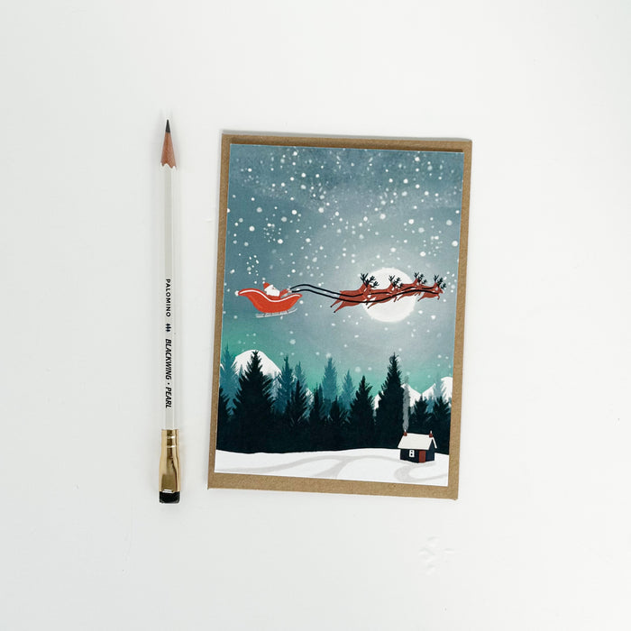 Christmas Santa Moonscape, Mountains Portrait