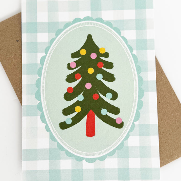 Christmas Tree - Cheque Green Greeting Card