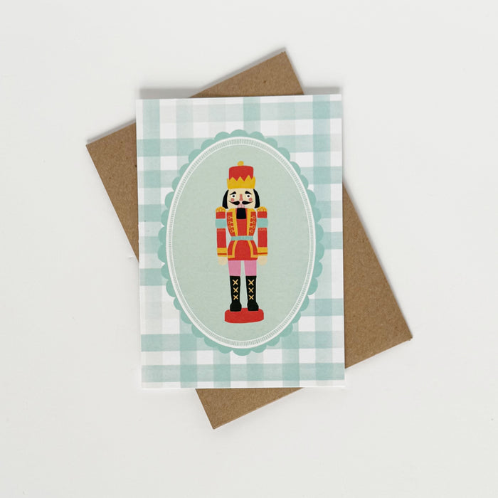 Christmas Soldier - Cheque Green Greeting Card