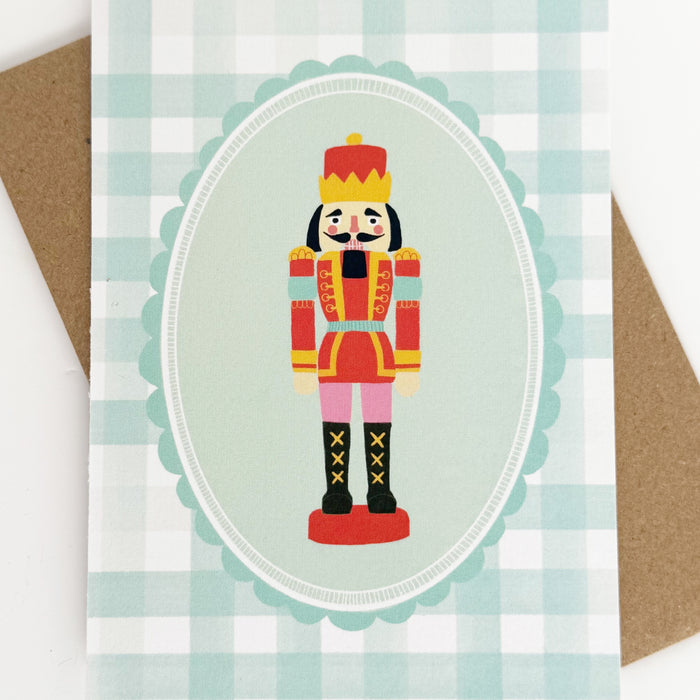Christmas Soldier - Cheque Green Greeting Card
