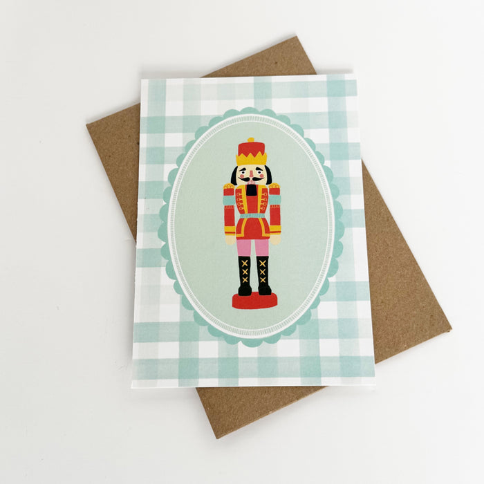Christmas Soldier - Cheque Green Greeting Card