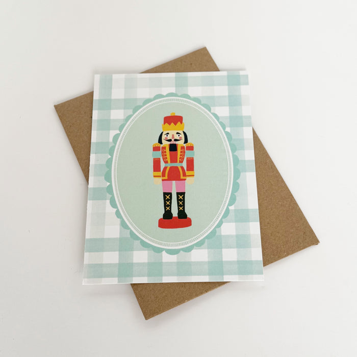 Christmas Soldier - Cheque Green Greeting Card
