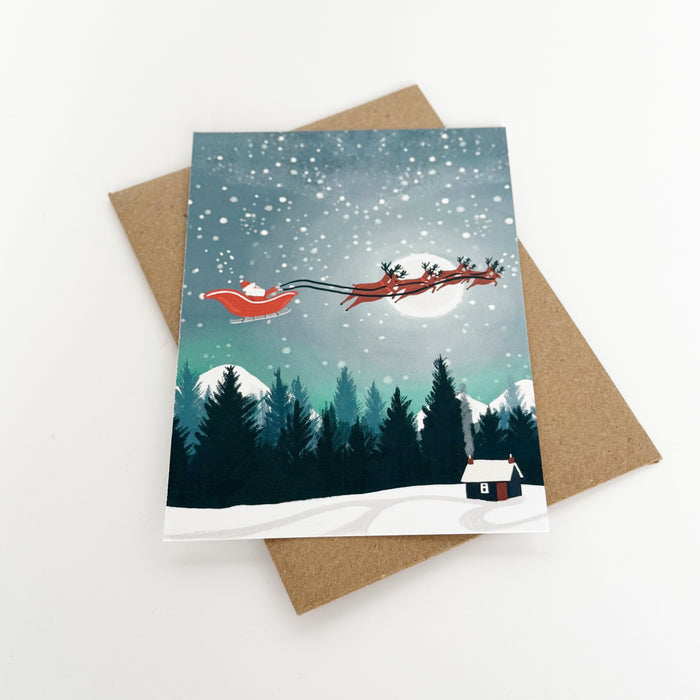 Christmas Santa Moonscape, Mountains Portrait