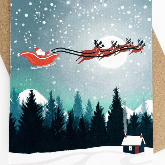 Christmas Santa Moonscape, Mountains Portrait