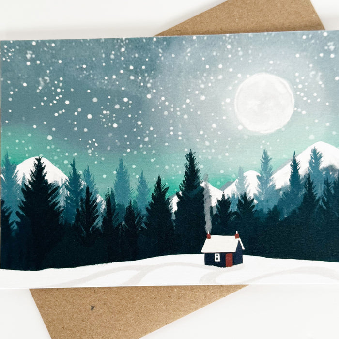 Christmas Moonscape, Mountains Landscape Greeting Card