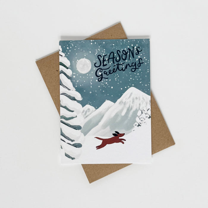 Seasons Greeting's Midnight Moonscape & Dog