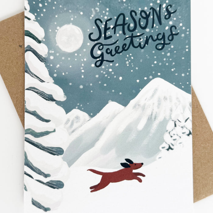 Seasons Greeting's Midnight Moonscape & Dog